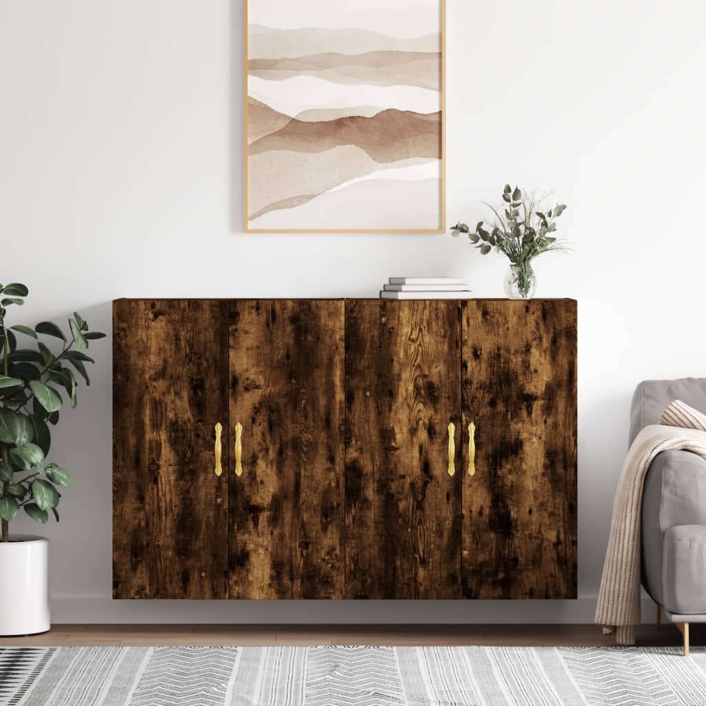 Veggskap 2 Stk Røkt Eik 69,5X34X90 Cm