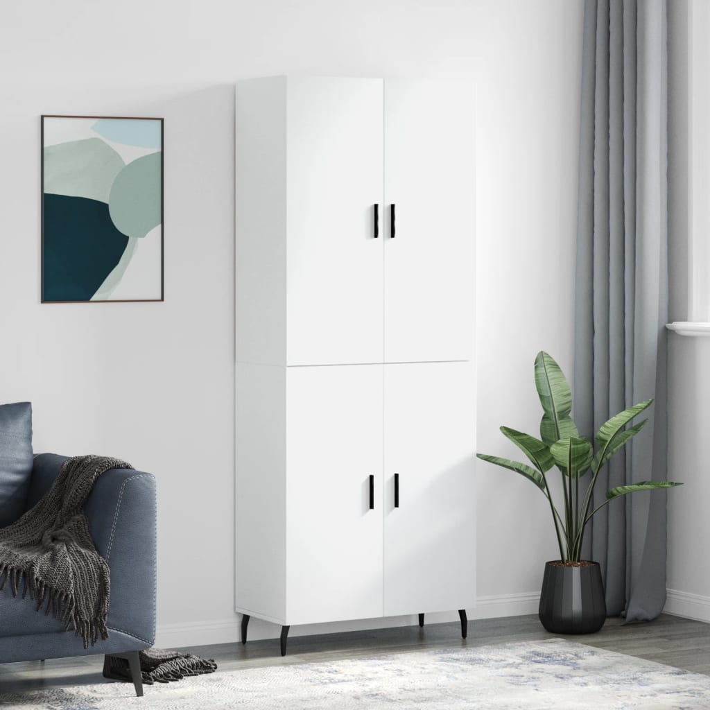 Highboard Hvit 69,5X34X180 Cm Konstruert Tre