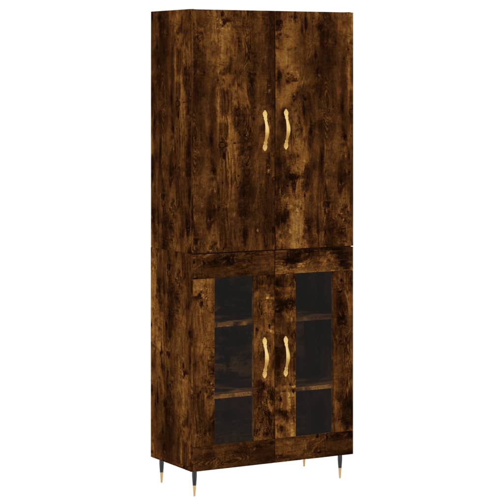 Highboard Røkt Eik 69,5X34X180 Cm Konstruert Tre