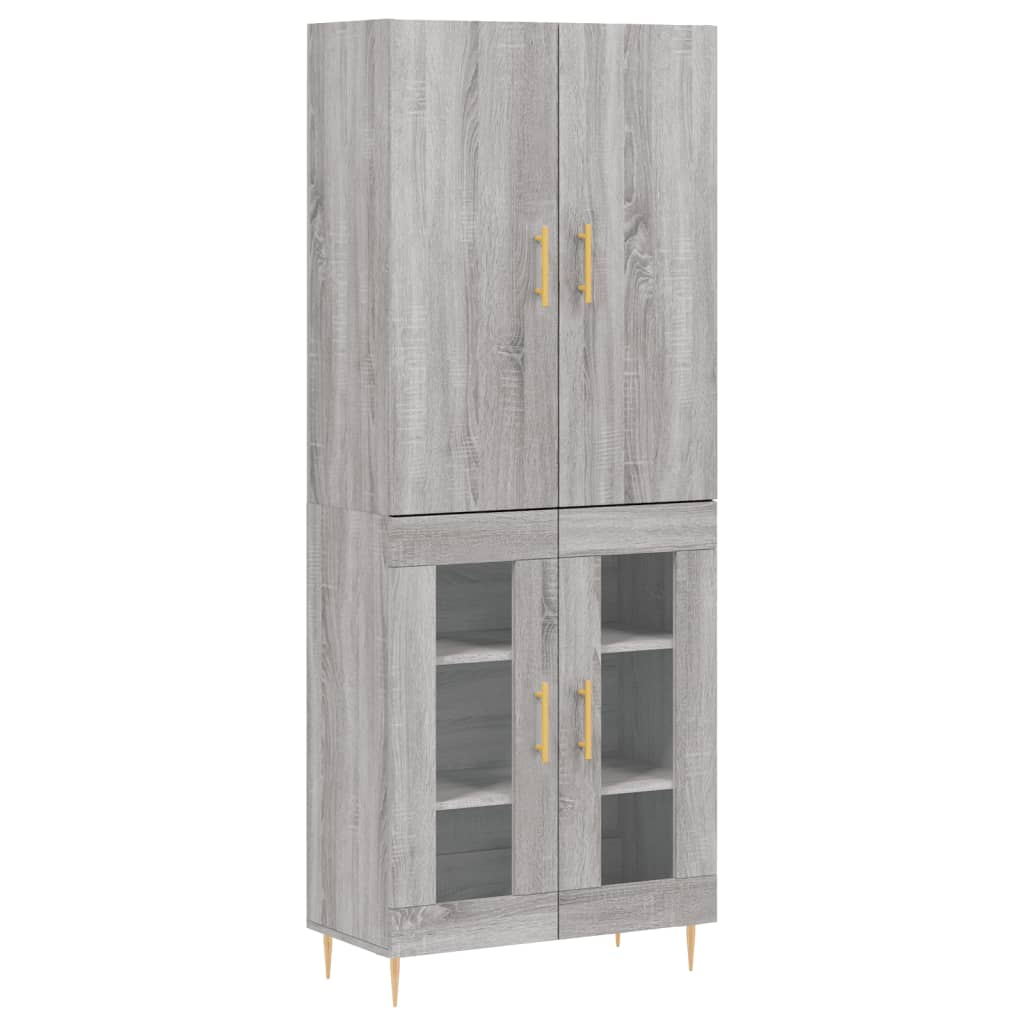 Highboard Grå Sonoma 69,5X34X180 Cm Konstruert Tre