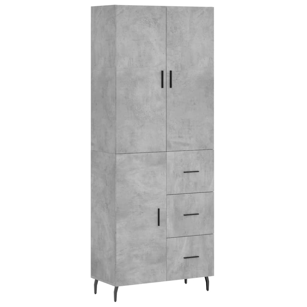 Highboard Betonggrå 69,5X34X180 Cm Konstruert Tre