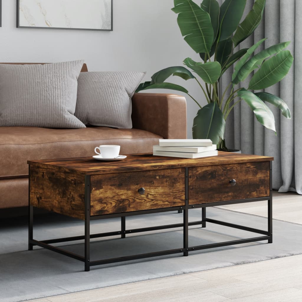 Salongbord røkt eik 100x51x40 cm konstruert tre