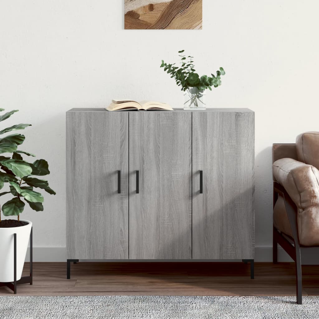 Skjenk Grå Sonoma 90X34X80 Cm Konstruert Tre