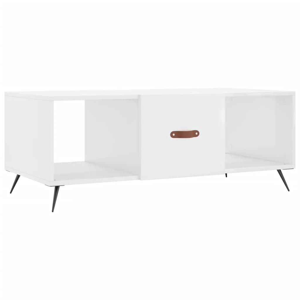 Salongbord høyglans hvit 102x50x40 cm konstruert tre