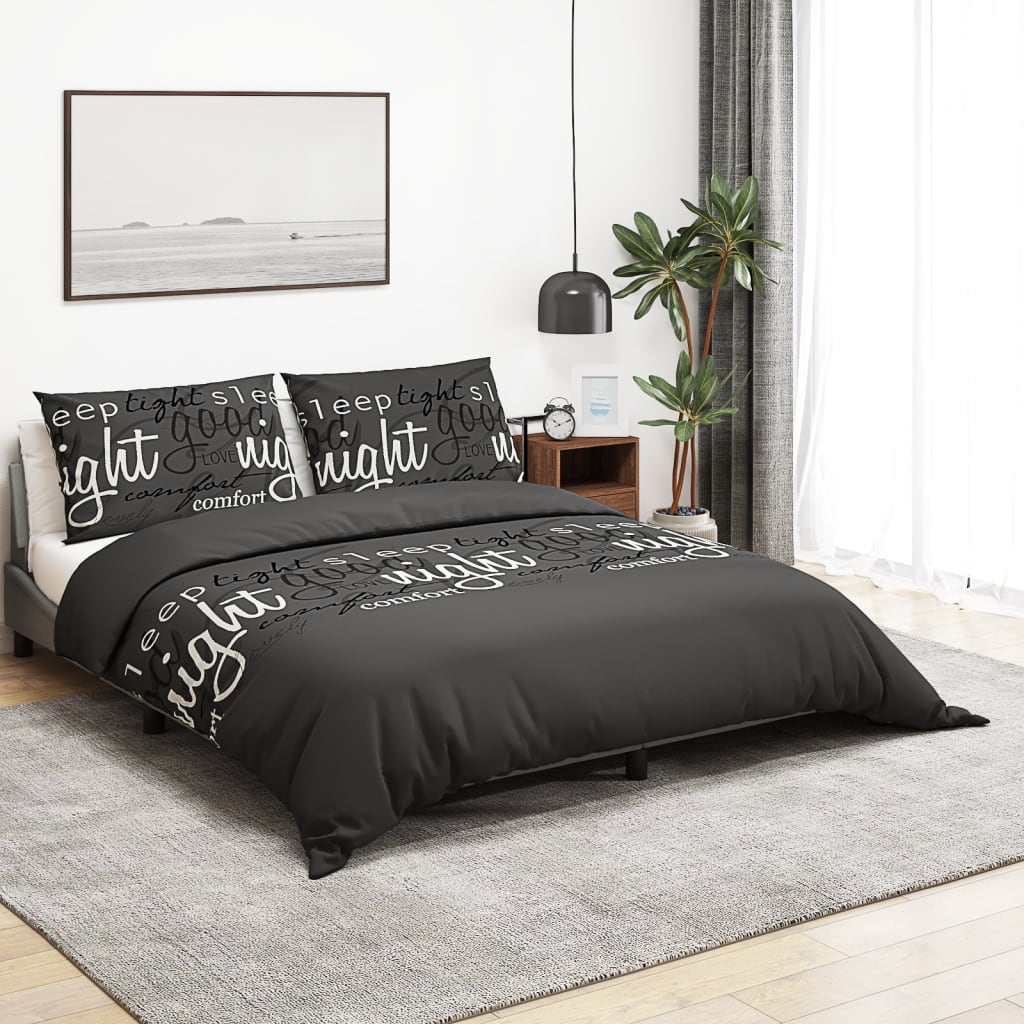 Sengesett svart 260x240 cm bomull