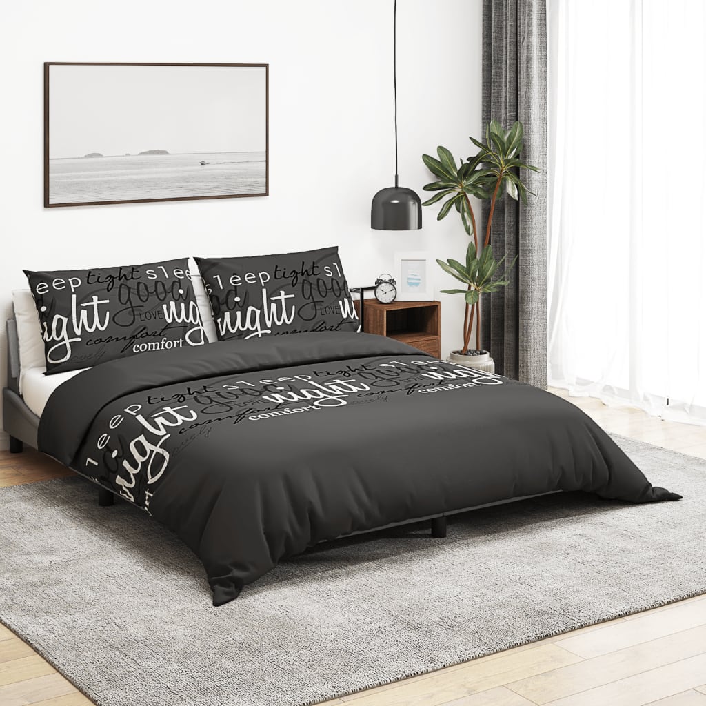 Sengesett svart 200x220 cm bomull