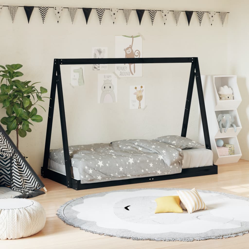 Barnesengeramme Svart 80X160 Cm Heltre Furu