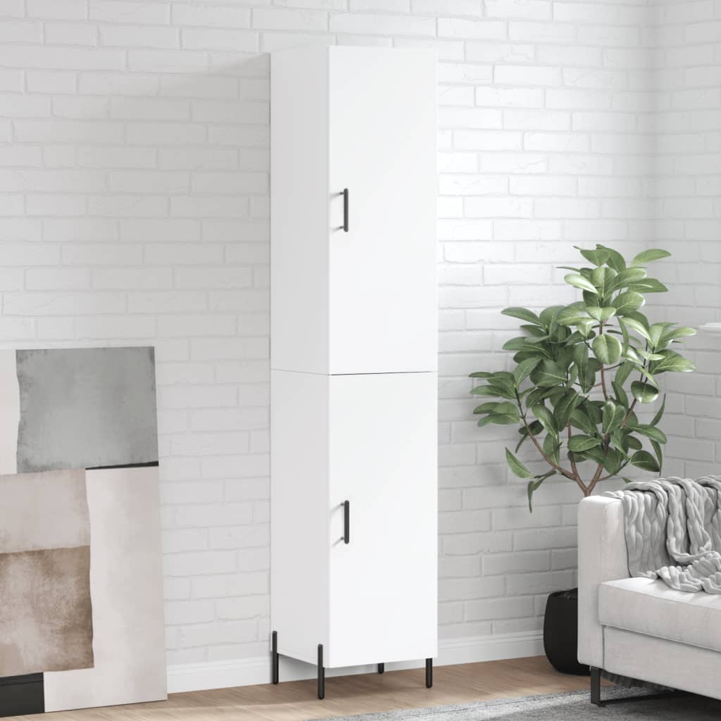Highboard Hvit 34,5X34X180 Cm Konstruert Tre