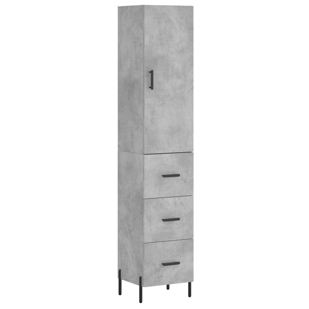 Highboard Betonggrå 34,5X34X180 Cm Konstruert Tre