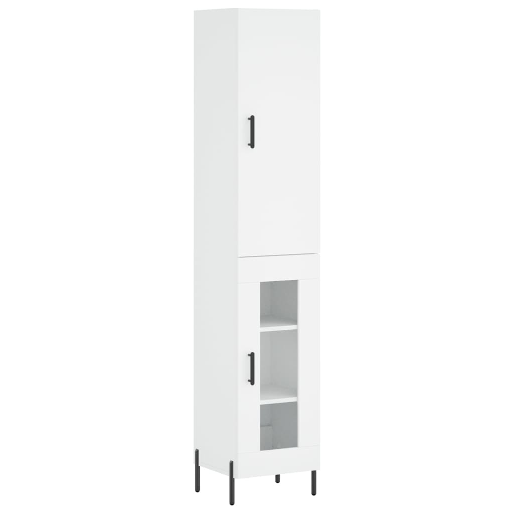 Highboard Hvit 34,5X34X180 Cm Konstruert Tre