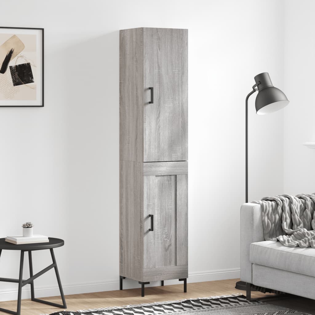 Highboard Grå Sonoma 34,5X34X180 Cm Konstruert Tre