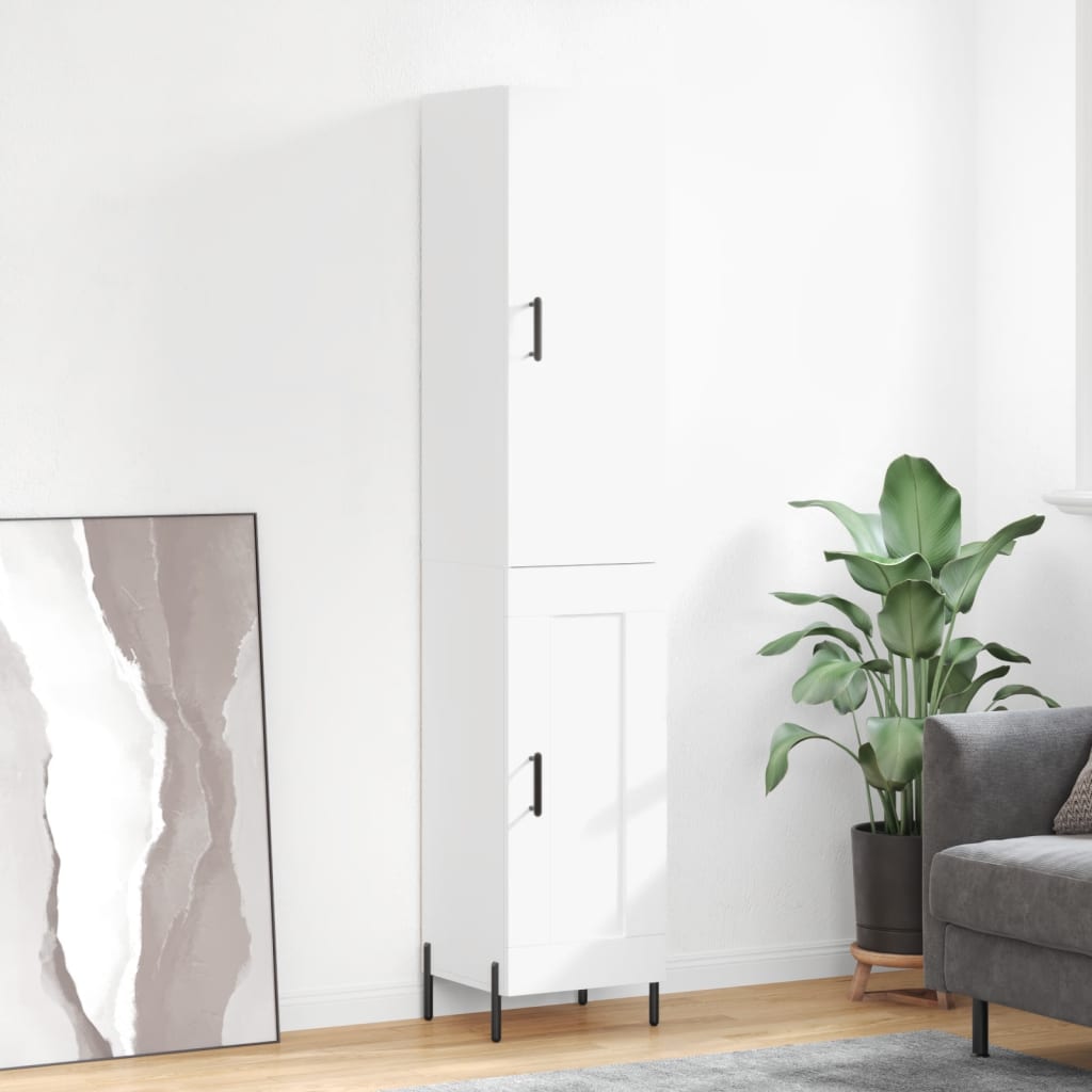 Highboard Hvit 34,5X34X180 Cm Konstruert Tre