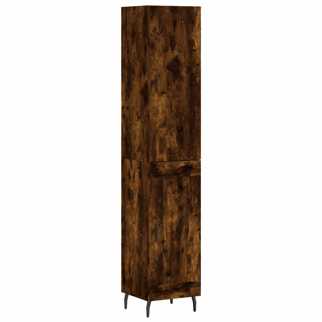 Highboard Røkt Eik 34,5X34X180 Cm Konstruert Tre