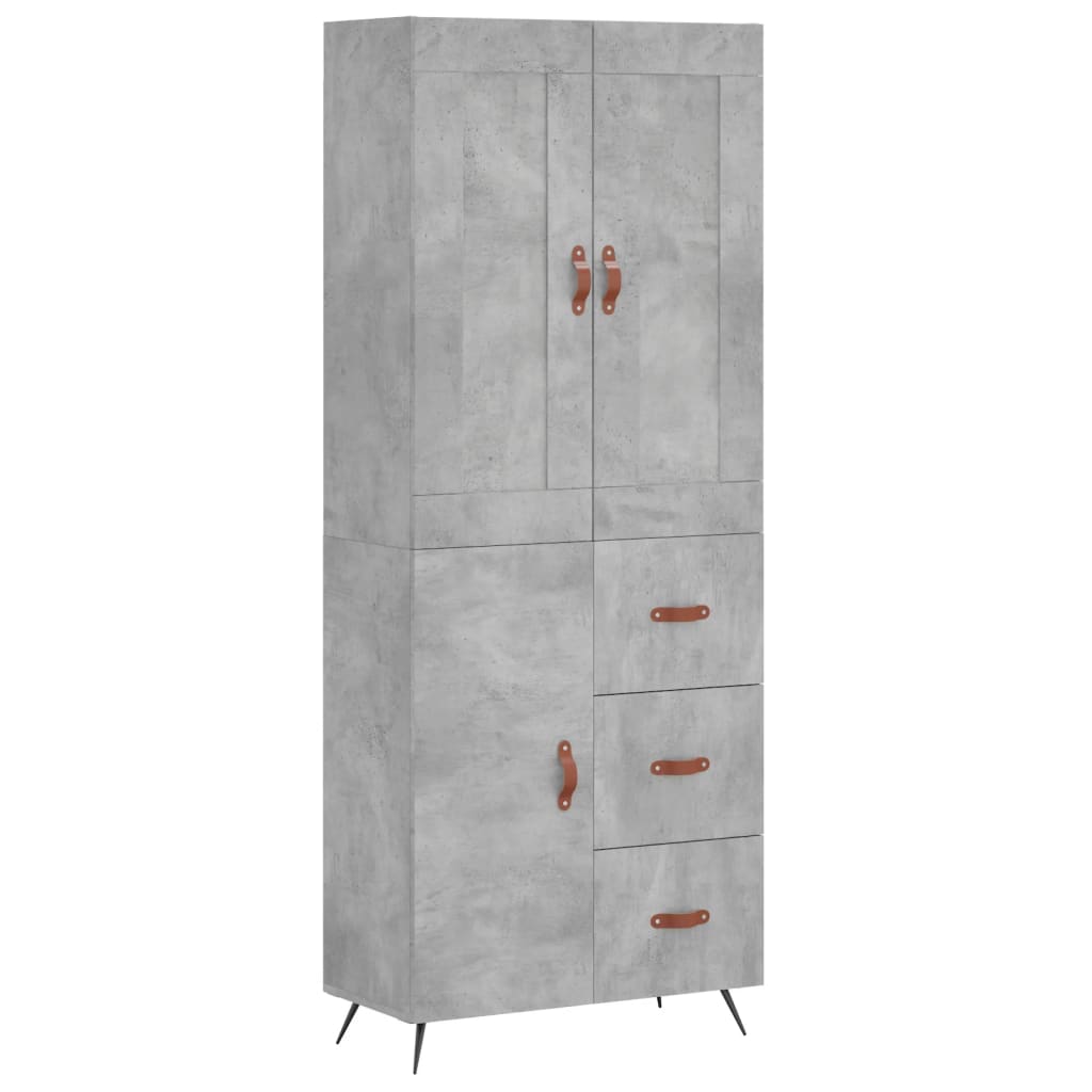 Highboard Betonggrå 69,5X34X180 Cm Konstruert Tre