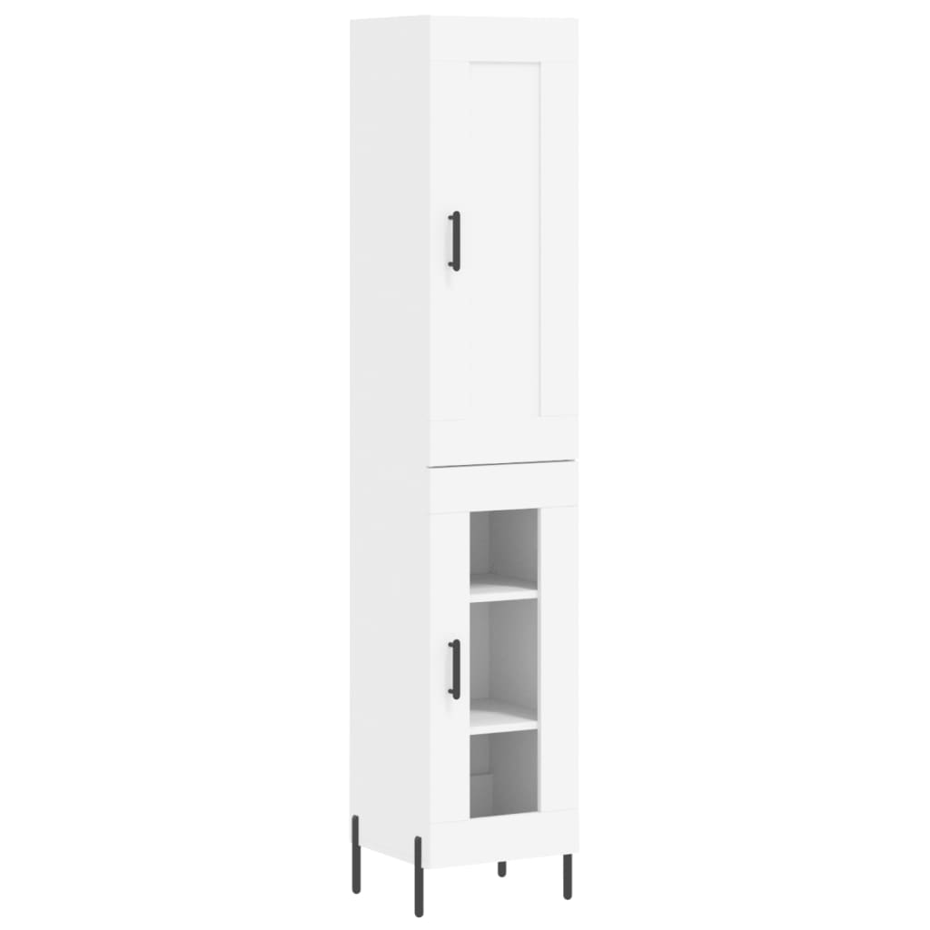 Highboard Hvit 34,5X34X180 Cm Konstruert Tre