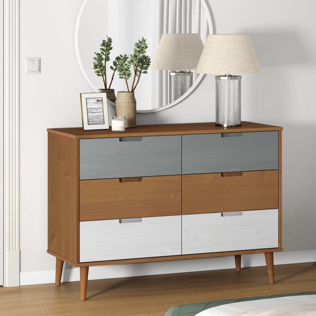 Kommode Molde Brun 113X40X80 Cm Heltre Furu