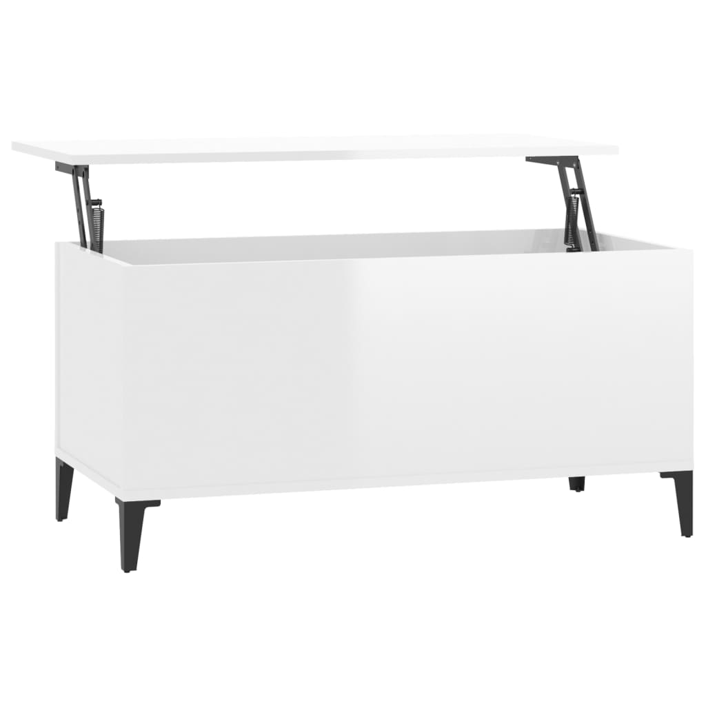 Salongbord høyglans hvit 90x44,5x45 cm konstruert tre