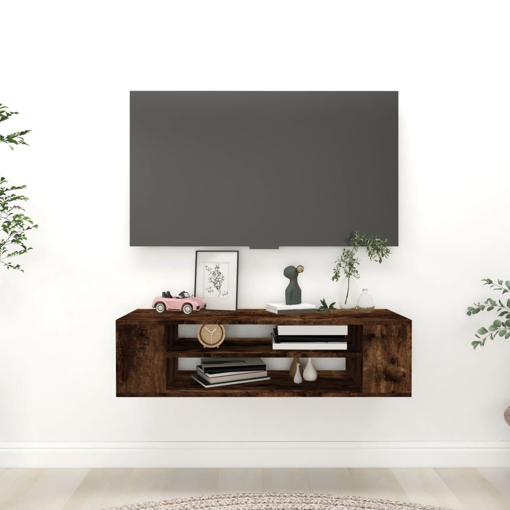 Hengende Tv-Benk Røkt Eik 100X30X26,5 Cm Konstruert Tre