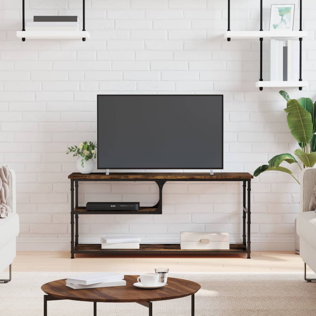 Tv-Benk Røkt Eik 103X38X46,5 Cm Konstruert Tre Og Stål