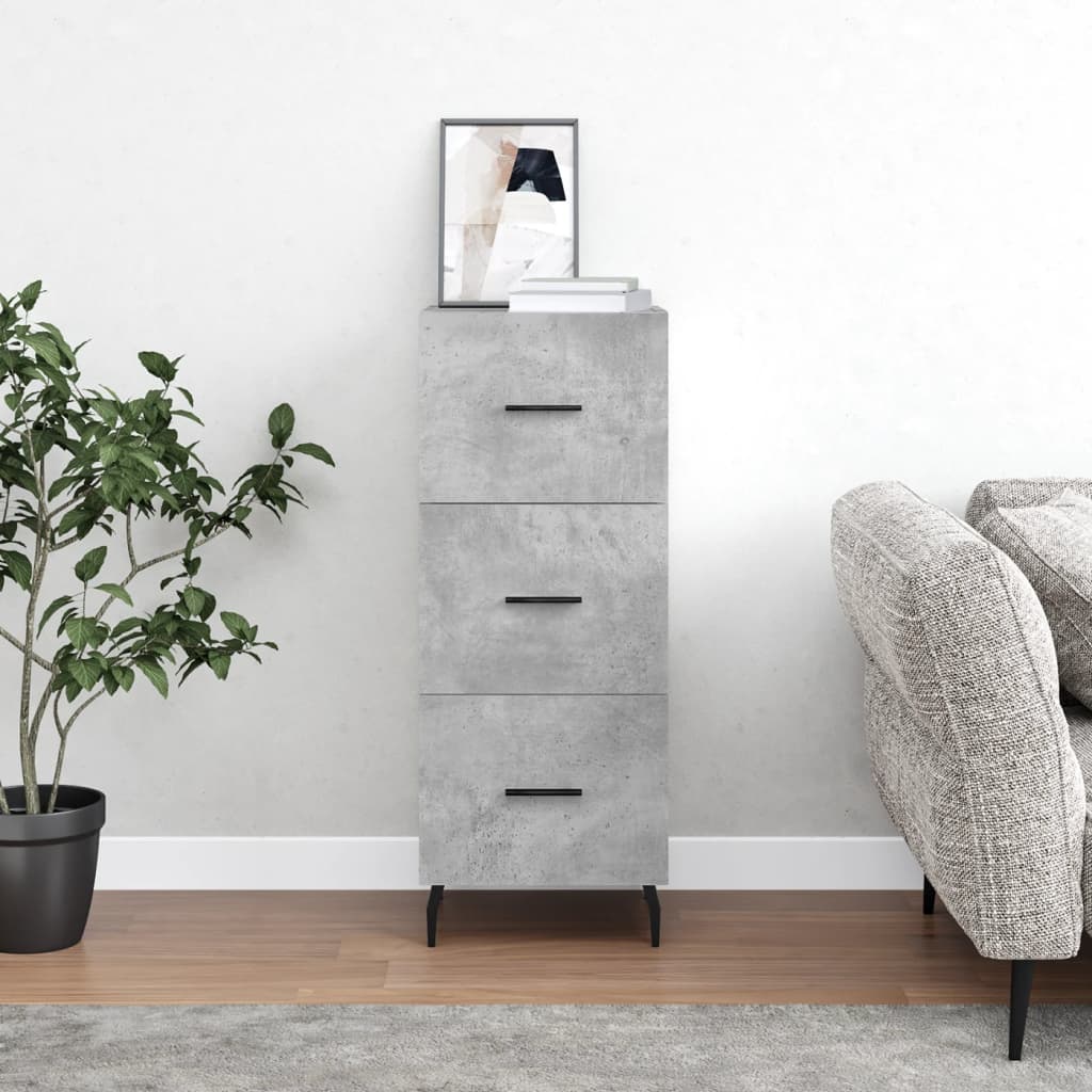 Skjenk Betonggrå 34,5X34X90 Cm Konstruert Tre