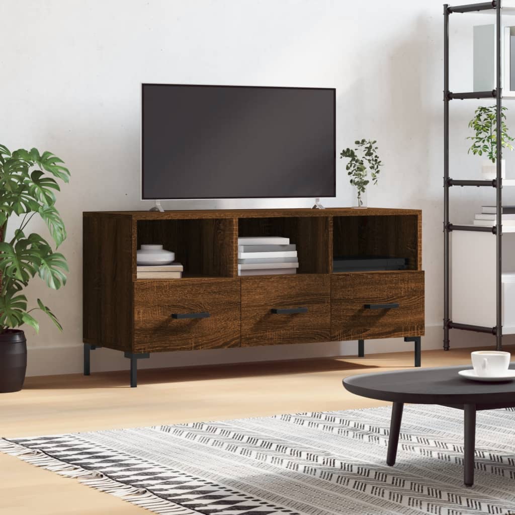Tv-Benk Brun Eik 102X36X50 Cm Konstruert Tre