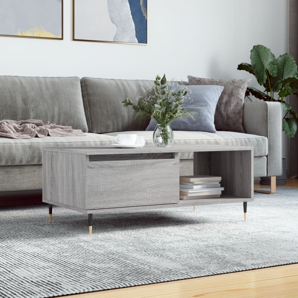 Salongbord grå sonoma 90x50x36,5 cm konstruert tre