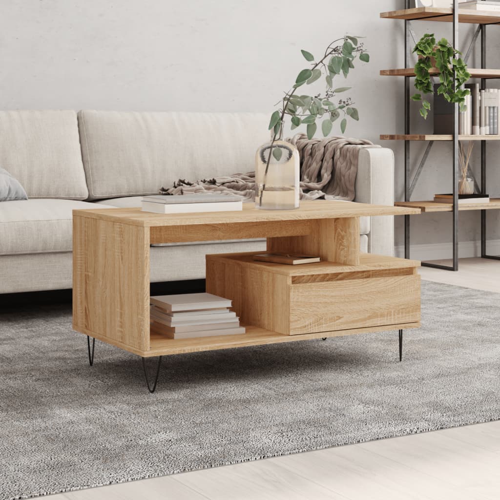 Salongbord sonoma eik 90x49x45 cm konstruert tre
