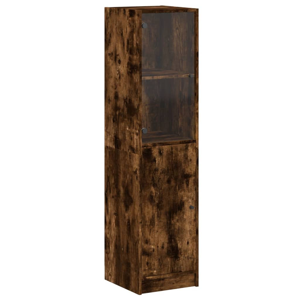 Highboard Med Glassdør Røkt Eik 35X37X142 Cm
