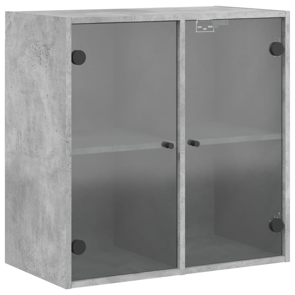 Sideskap Med Glassdører Betonggrå 68X37X68,5 Cm