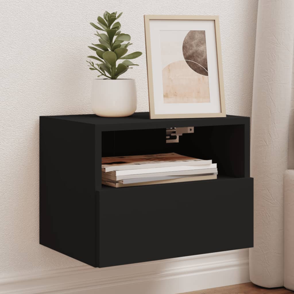 Vegghengt Tv-Benk Svart 40X30X30 Cm Konstruert Tre