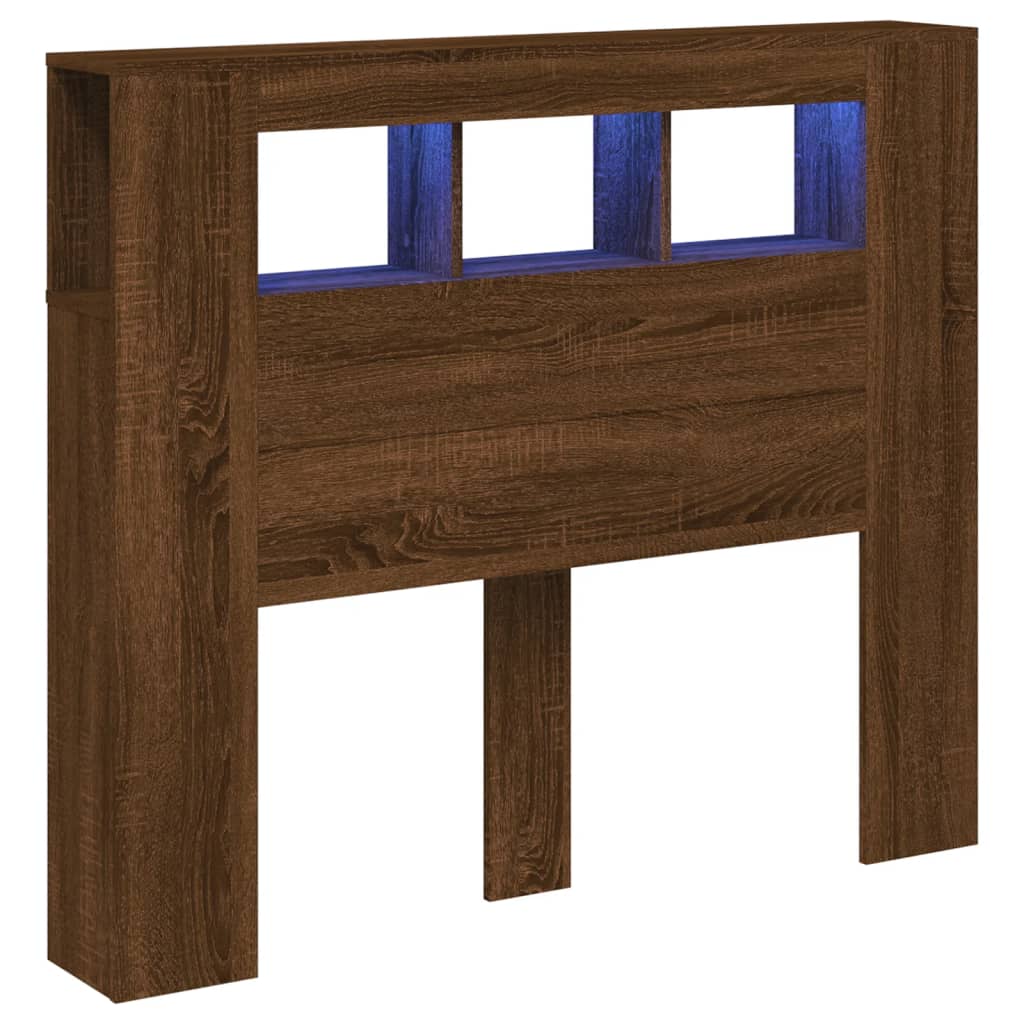Sengegavl Med Led Brun Eik 120X18,5X103,5 Cm Konstruert Tre