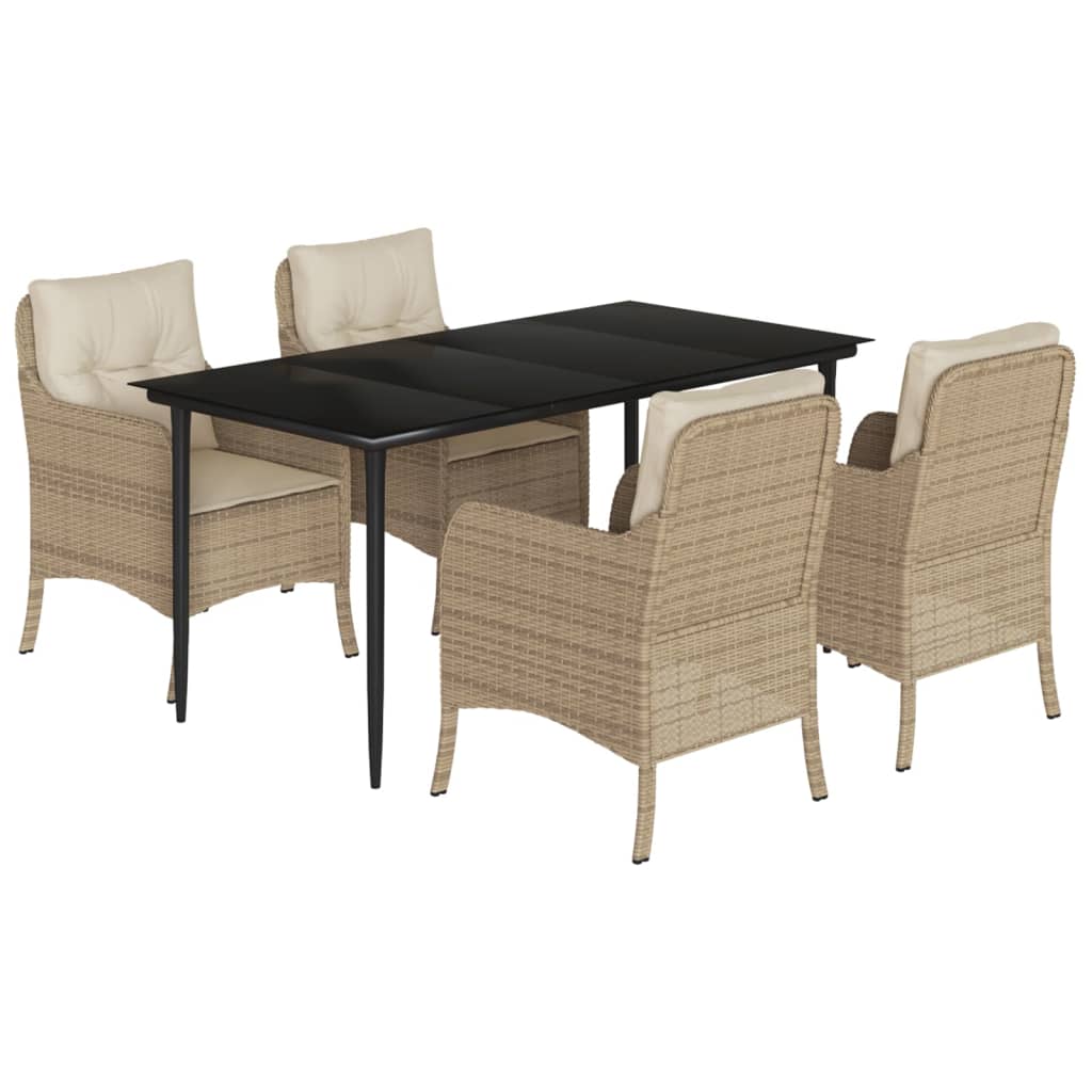 Hagespisegruppe Med Puter 5 Deler Polyrotting Beige