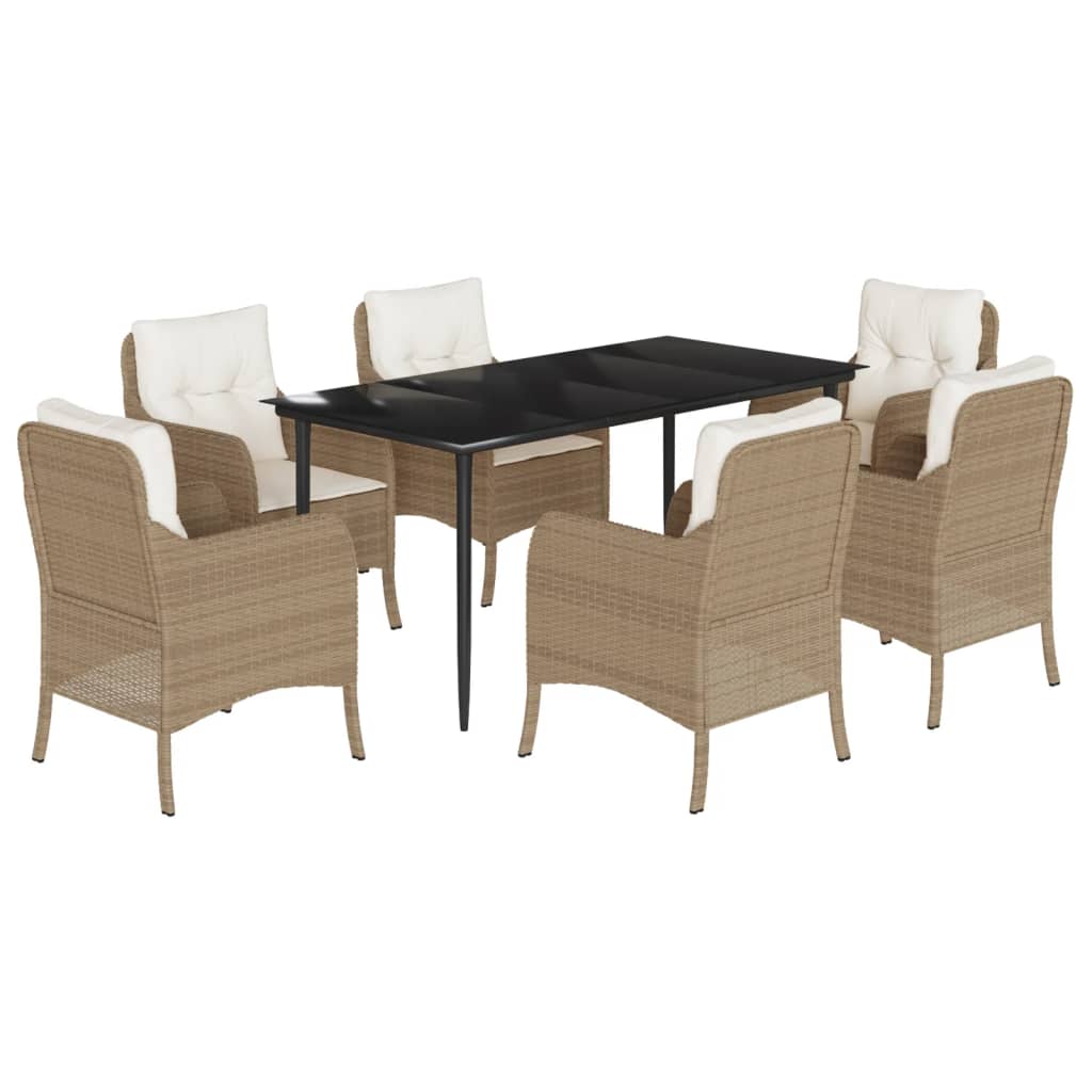 Hagespisegruppe Med Puter 7 Deler Polyrotting Beige