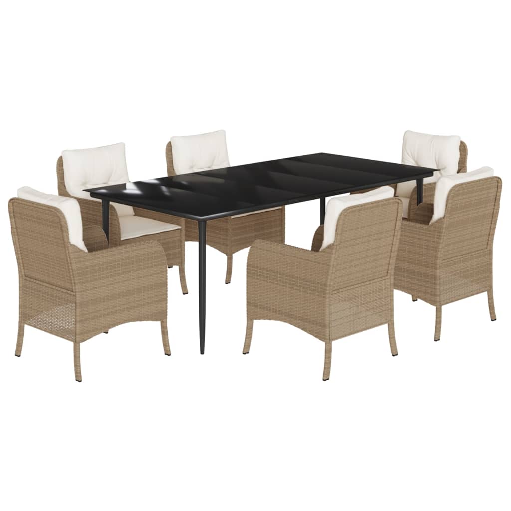 Hagespisegruppe Med Puter 7 Deler Polyrotting Beige
