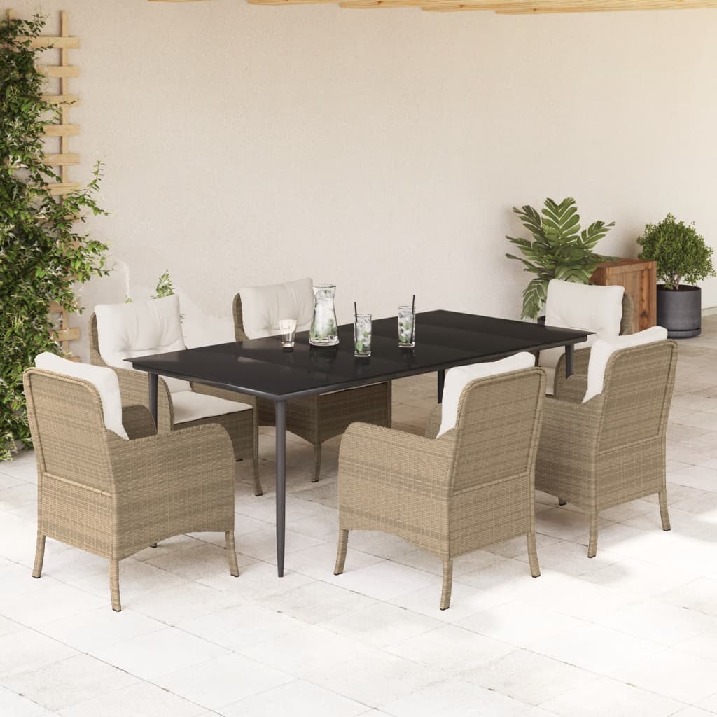 Hagespisegruppe Med Puter 7 Deler Polyrotting Beige