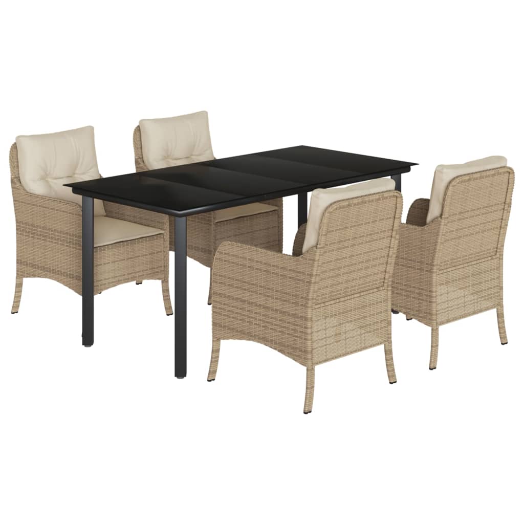 Hagespisegruppe Med Puter 5 Deler Polyrotting Beige