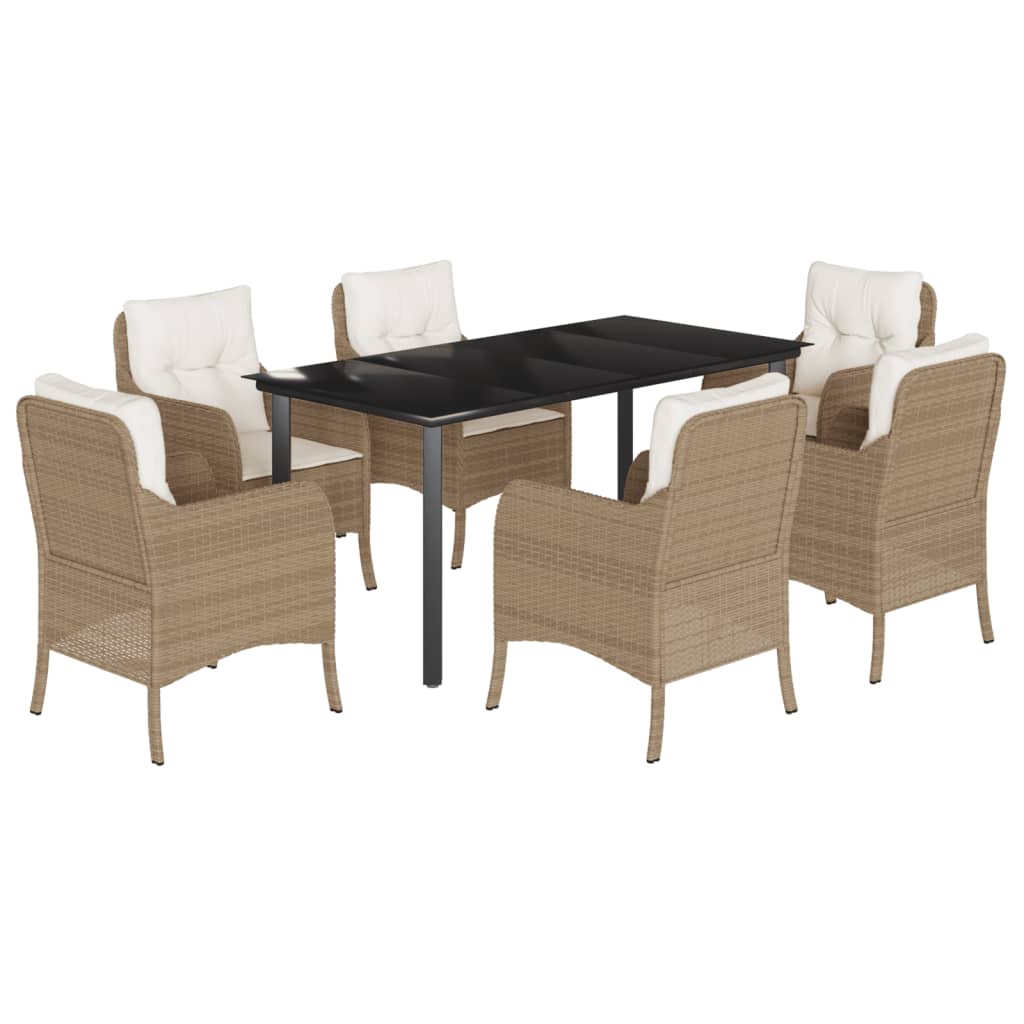 Hagespisegruppe Med Puter 7 Deler Polyrotting Beige
