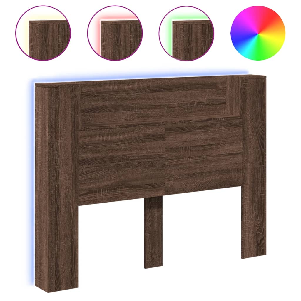 Hodegavl Skap Med Led Brun Eik 140X16,5X103,5 Cm