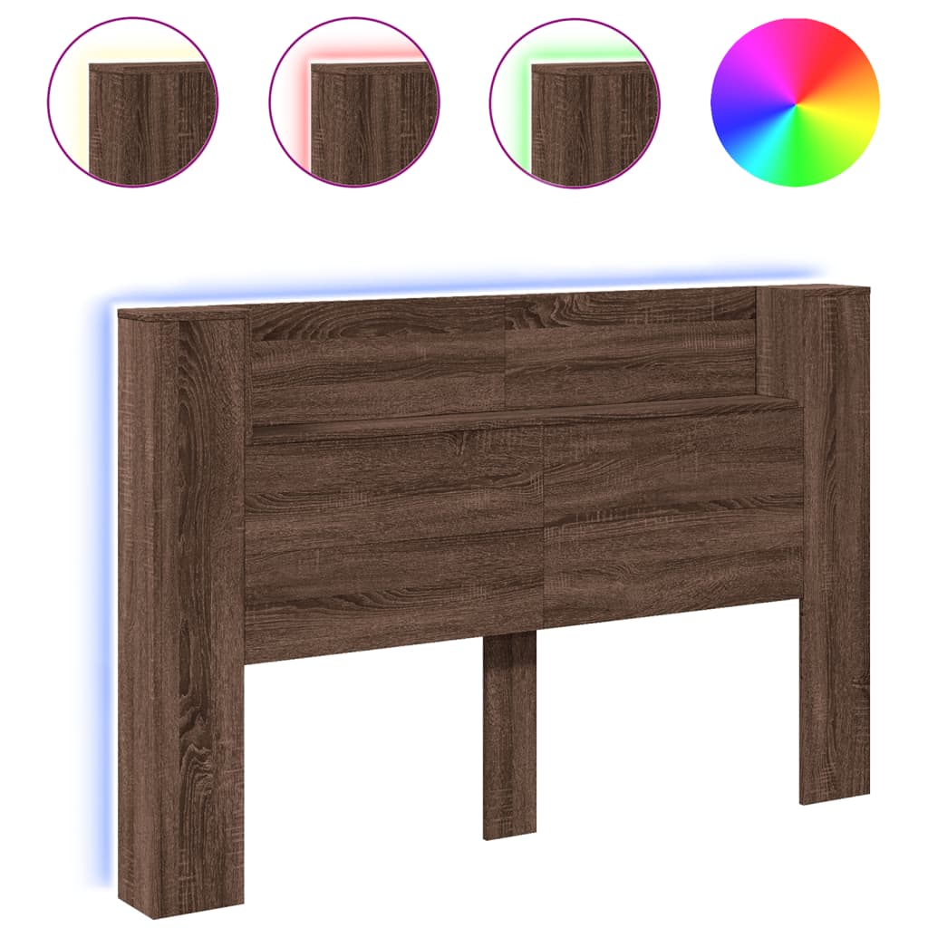 Hodegavl Skap Med Led Brun Eik 160X16,5X103,5 Cm