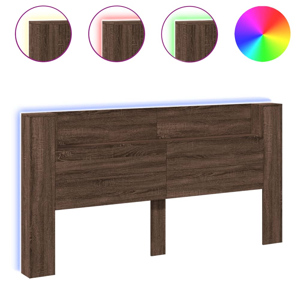 Hodegavl Skap Med Led Brun Eik 200X16,5X103,5 Cm