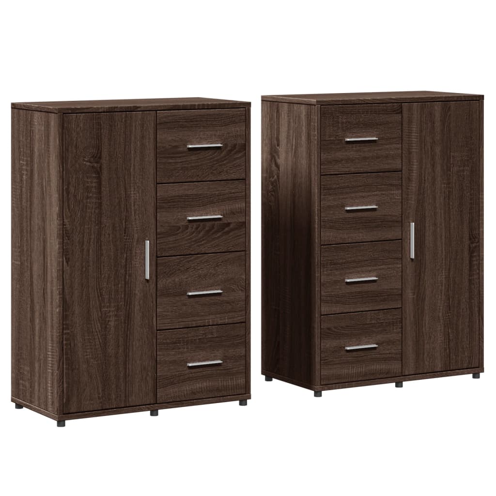 Skjenker 2 Stk Brun Eik 60X31X84 Cm Konstruert Tre