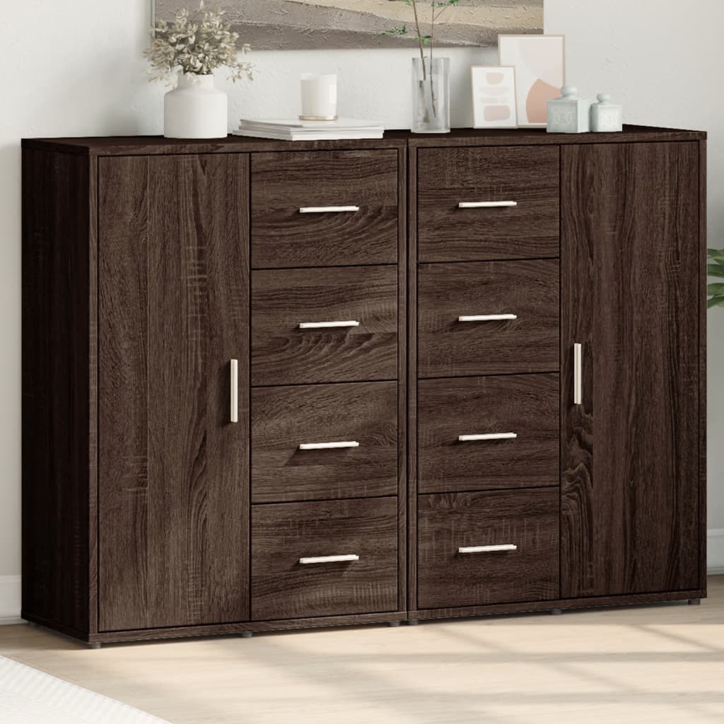 Skjenker 2 Stk Brun Eik 60X31X84 Cm Konstruert Tre