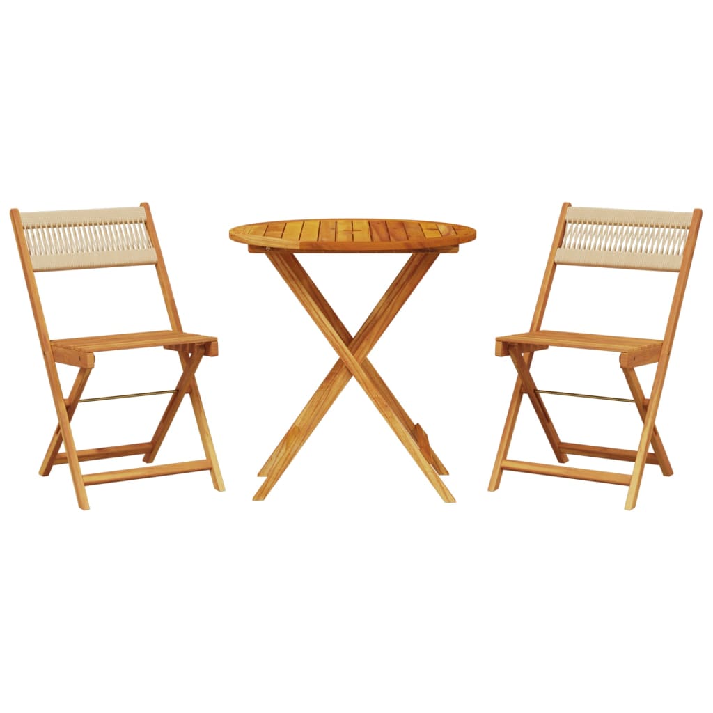 Bistrosett 3 deler beige polypropylen og heltre
