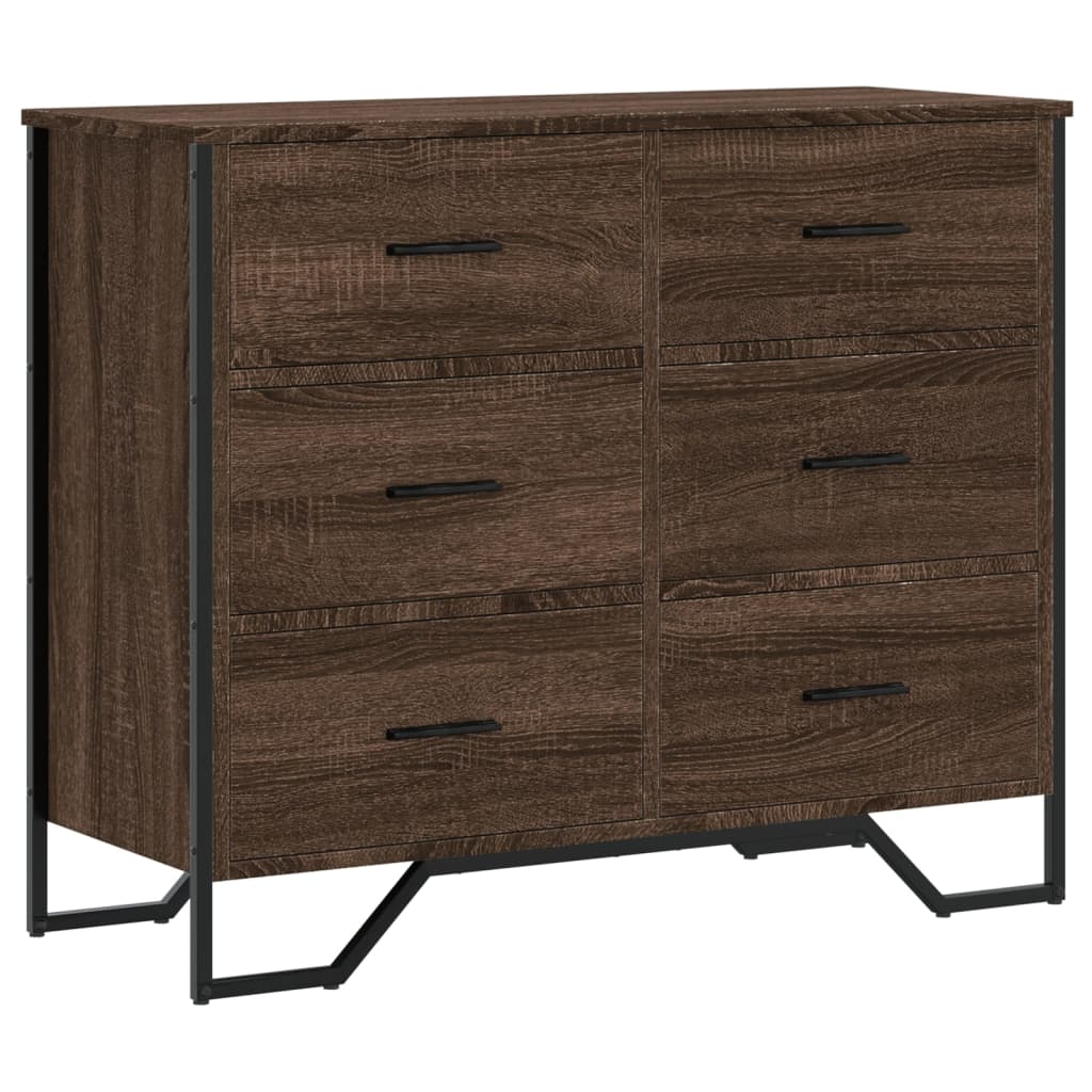 Kommode Brun Eik 91X35,5X74,5 Cm Konstruert Tre