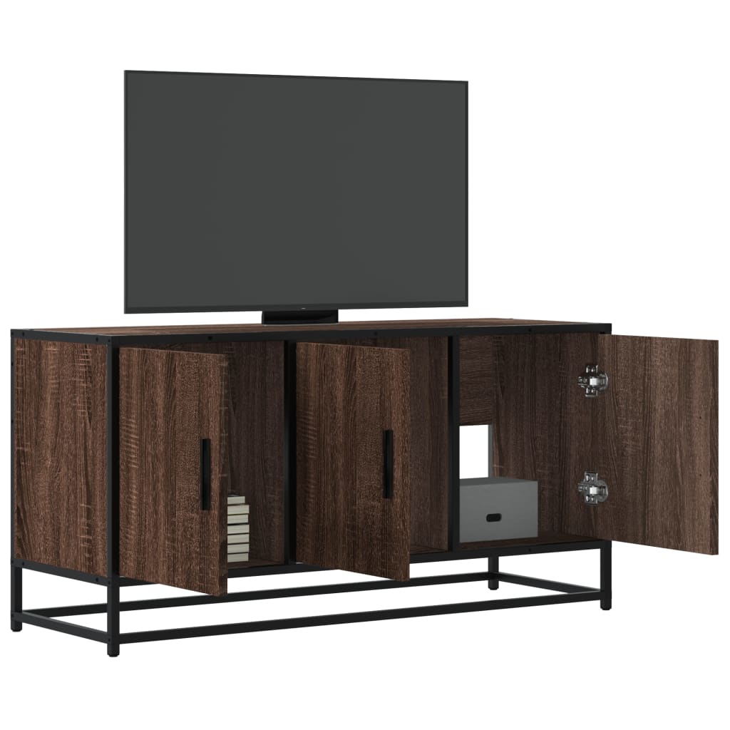 Tv-Benk Brun Eik 100X35X50 Cm Konstruert Tre Og Metall