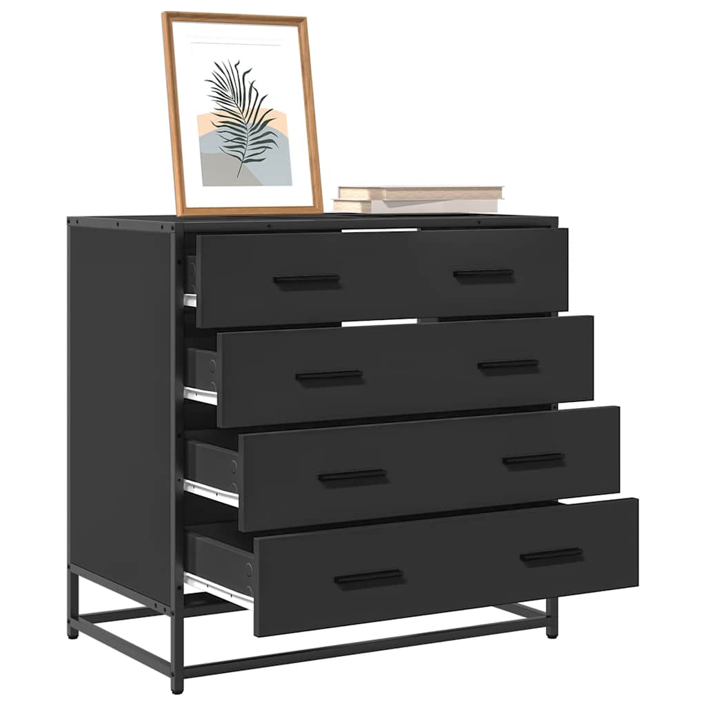Kommode Svart 70X41X70 Cm Konstruert Tre