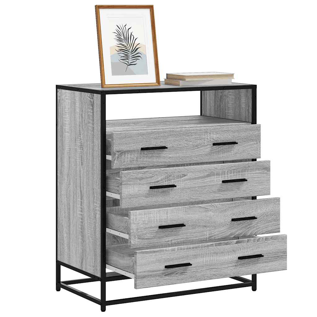 Kommode Grå Sonoma 70X41X83,5 Cm Konstruert Tre