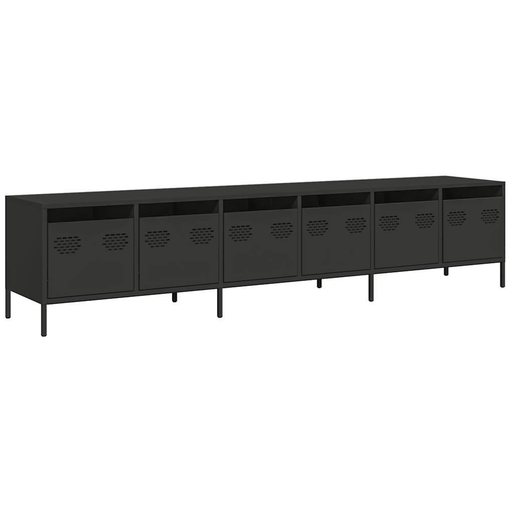 Tv-Benk Svart 202X39X43,5 Cm Kaldvalset Stål