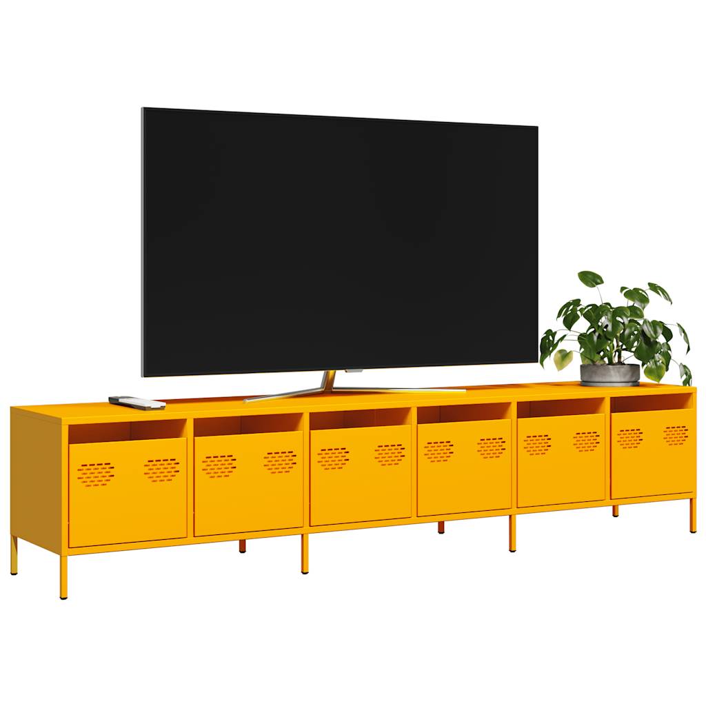 Tv-Benk Sennepsgul 202X39X43,5 Cm Kaldvalset Stål