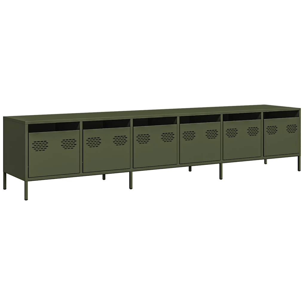 Tv-Benk Olivengrønn 202X39X43,5 Cm Kaldvalset Stål
